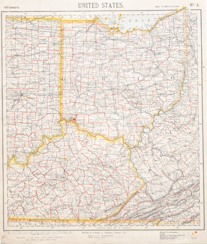upper midwest US antique map 1884